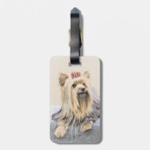 ヨークシャー絵画テリアの – かわいいオリジナルドッグアート ラゲッジタグ (裏面縦)
