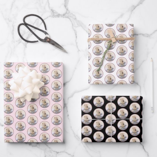 ヨークシャー絵画テリアの – かわいいオリジナルドッグアート ラッピングペーパーシート (正面)