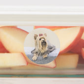 ヨークシャー絵画テリアの – かわいいオリジナルドッグアート ラベル (貼付)