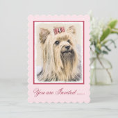 ヨークシャー絵画テリアの – かわいいオリジナルドッグアート 招待状 (スタンド正面)