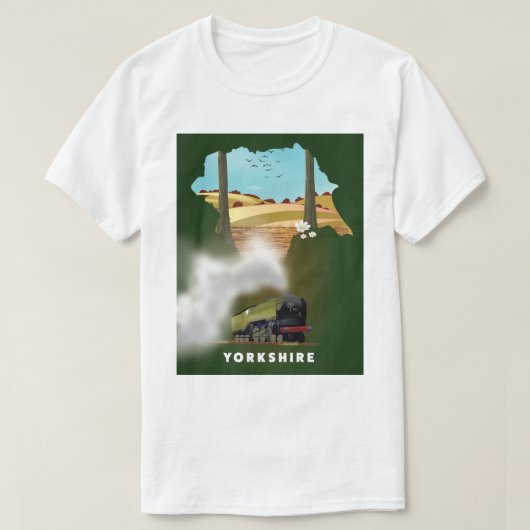 ヨークシャー鉄道地図の旅行プリント Tシャツ (デザイン正面)