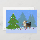 ヨークシャー飾テリアのクリスマスツリー シーズンポストカード (正面/裏面)
