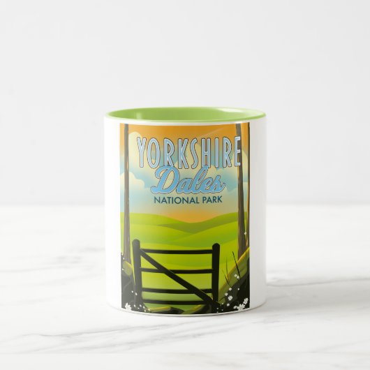 ヨークシャー・ダレス・ヴィンテージ旅行ポスター ツートーンマグカップ (中央)