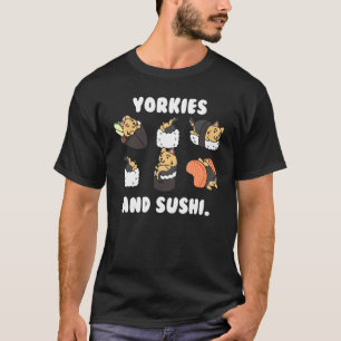 ヨークシャー・テリアと寿司犬 Tシャツ