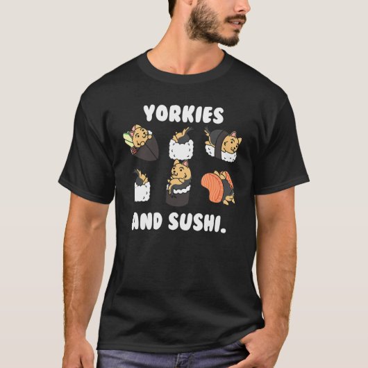ヨークシャー・テリアと寿司犬 Tシャツ (正面)