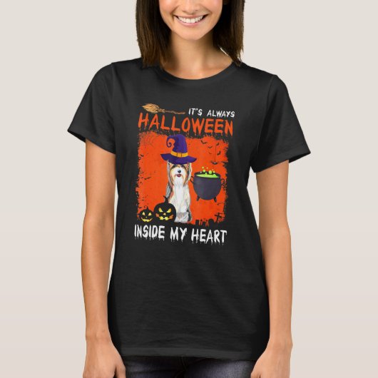 ヨークシャー・テリアの常にハロウィーン私のH Tシャツ (正面)