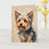 ヨークシャー・テリアの犬のアート カード (黄色い花)