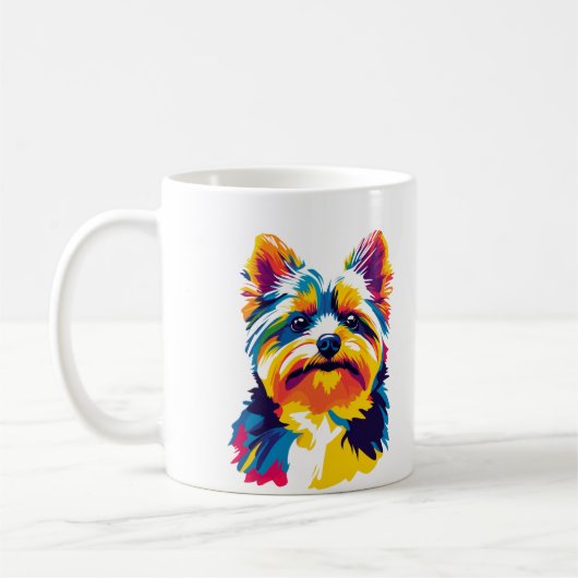 ヨークシャー・テリアの肖像画イラスト コーヒーマグカップ (左)