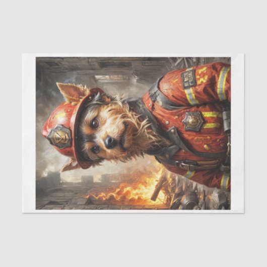 ヨークシャー・テリアは消防士として犬の演技を育てる 薄葉紙 (正面)
