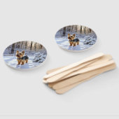 ヨークシャー・テリアは雪のクリスマスを許した ハンドファン (組立なし)