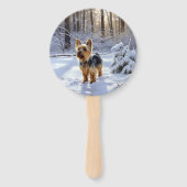 ヨークシャー・テリアは雪のクリスマスを許した ハンドファン (正面)