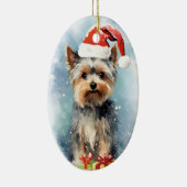 ヨークシャー・テリアクリスマスブラシ絵画のアートワーク セラミックオーナメント (右)
