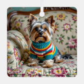 ヨークシャー・テリアパーソナライズされた・クリスマス メタルオーナメント (正面)