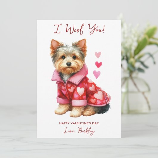 ヨークシャー・テリアパーソナライズされた・ドッグ・ヴァレンティネス シーズンカード (スタンド正面)