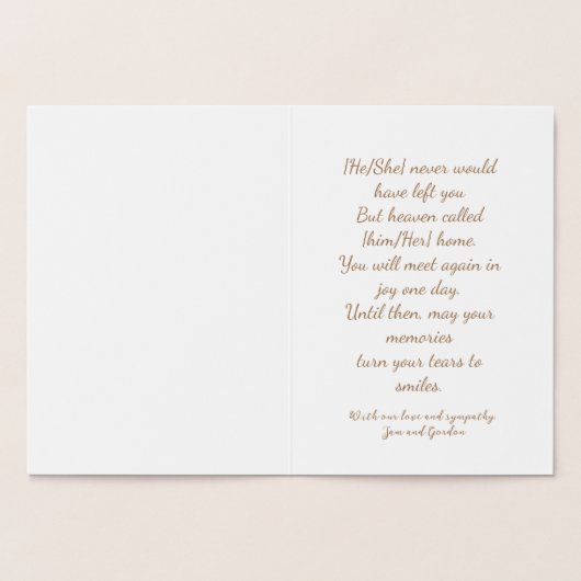 ヨークシャー・テリア喪失の哀悼の意カスタム見 箔カード (内部)