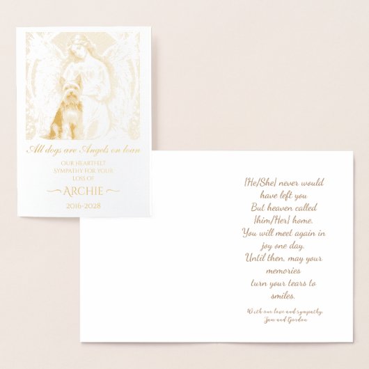 ヨークシャー・テリア喪失の哀悼の意カスタム見 箔カード (ディスプレー)