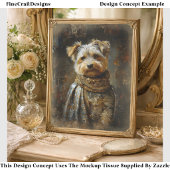 ヨークシャー・テリア油彩画デコペ離れ162 薄葉紙