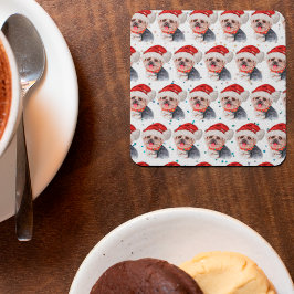 ヨークシャー・テリア犬がクリスマス・スターを育てる スクエアペーパーコースター