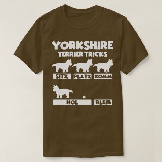 ヨークシャー・テリア犬のトリック Tシャツ (デザイン正面)