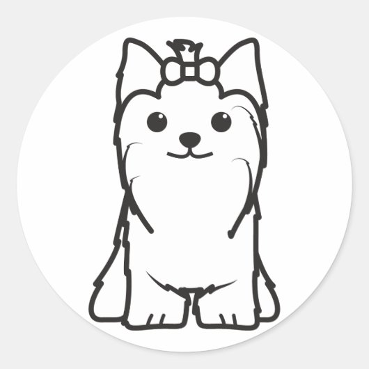 ヨークシャー・テリア犬の漫画 ラウンドシール (正面)