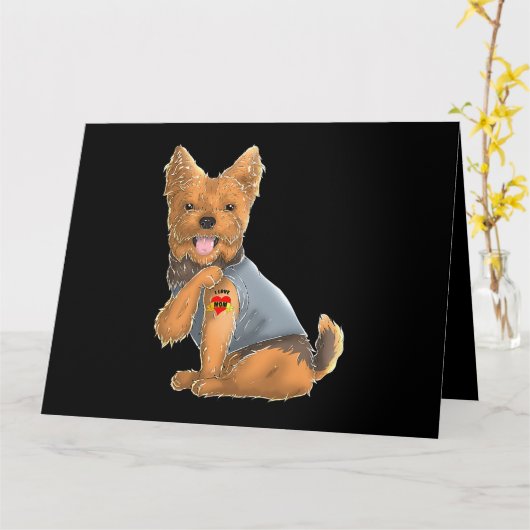 ヨークシャー・テリア私はママ愛タトゥードッグシャツヨーク カード (黄色い花)