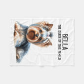 ヨークシャー・テリア – この家族の女王 フリースブランケット (正面(横))