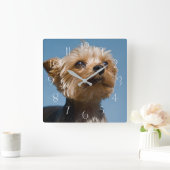 ヨークシャー·テリア スクエア壁時計 (ホーム)