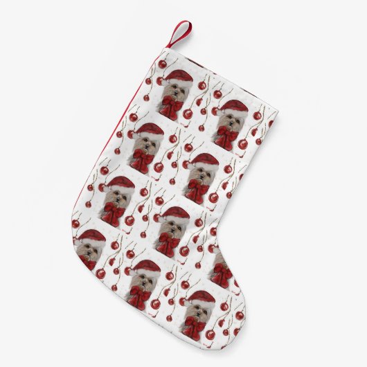 ヨークシャー・テリア スモールクリスマスストッキング (正面 (吊り時))