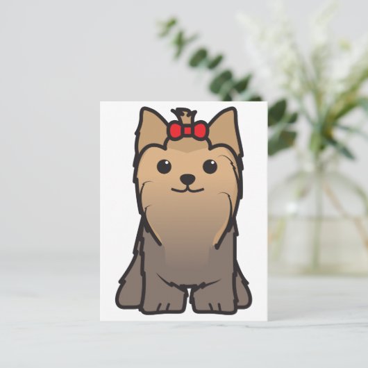 ヨークシャー・テリア・ドッグ・アニメ ポストカード (スタンド正面)