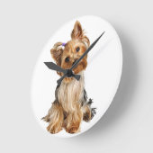 ヨークシャー・テリア・パッピー ラウンド壁時計 (傾斜)