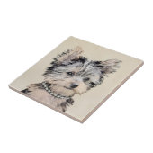 ヨークシャー・テリア・パ絵画ッピーのオリジナル・ドッグ・アート タイル (側面)