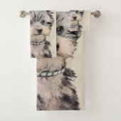 ヨークシャー・テリア・パ絵画ッピーのオリジナル・ドッグ・アート バスタオルセット (インサイチュ)