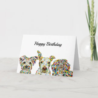 ヨークシャー・テリア、ピットブル、シーズー（犬）Tzu誕生日カード カード