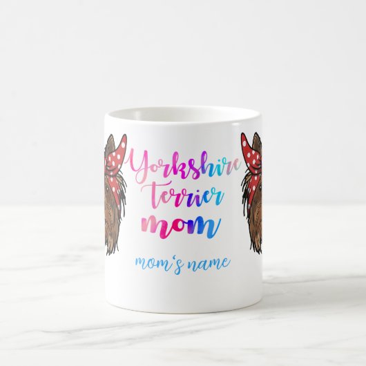 ヨークシャー・テリア・ママ可愛い母の日犬の恋人 コーヒーマグカップ (中央)