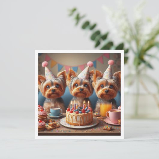 ヨークシャー・テリア、ヨークシャー誕生日 招待状 (スタンド正面)