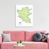 ヨークシャー・デイルズ イングランド地図 キャンバスプリント (インサイチュ (リビング))