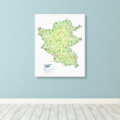 ヨークシャー・デイルズ イングランド地図 キャンバスプリント (インサイチュ (ウッドフロア))