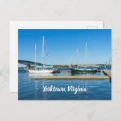 ヨークタウンのヨットヨーク川のボート ポストカード (正面/裏面)