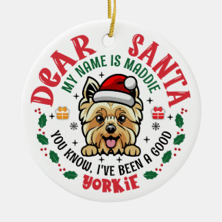 ヨークパーソナライズされたシャーテリア犬クリスマスツリー セラミックオーナメント