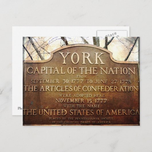 ヨークペンシルバニア州初の首都 ポストカード (正面/裏面)