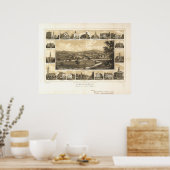 ヨークペンシルバニア1852アンティークパノラママップ ポスター (キッチン)