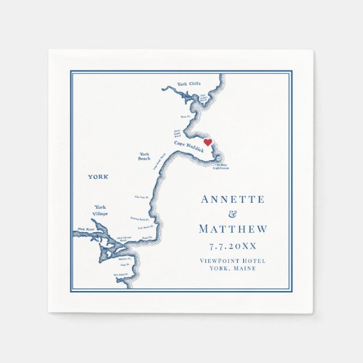 ヨークメインマップエレガントウェディング スタンダードカクテルナプキン (正面)