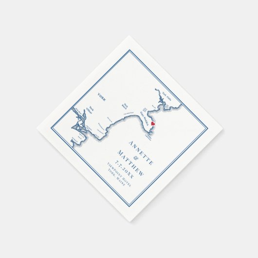 ヨークメインマップエレガントウェディング スタンダードカクテルナプキン (角)