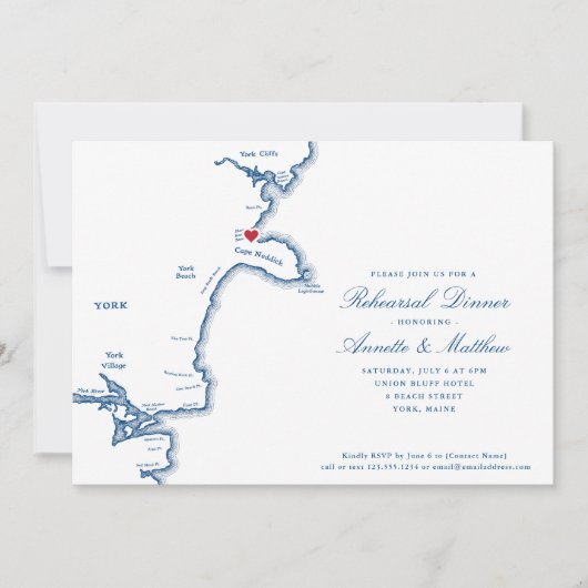 ヨークメーンマップネイビーエレガントリハーサルディナー 招待状 (正面)