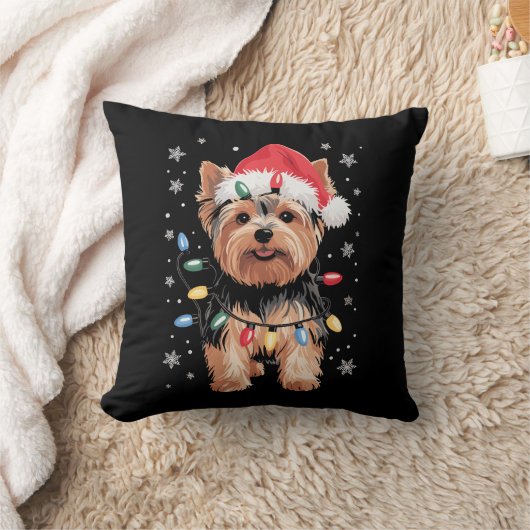 ヨークリークリスマス犬ロングXmasギフト クッション (ブランケット)
