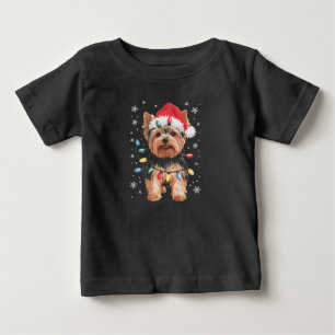ヨークリークリスマス犬ロングXmasギフト ベビーTシャツ