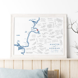 ヨーク結婚メインモダンマップGuest Book Poster ポスター