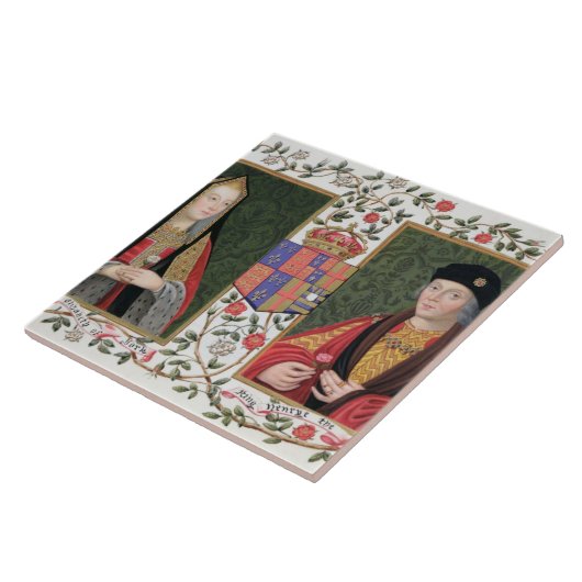 ヨーク(1465-1503年の) aのエリザベスの二重ポートレート タイル (側面)