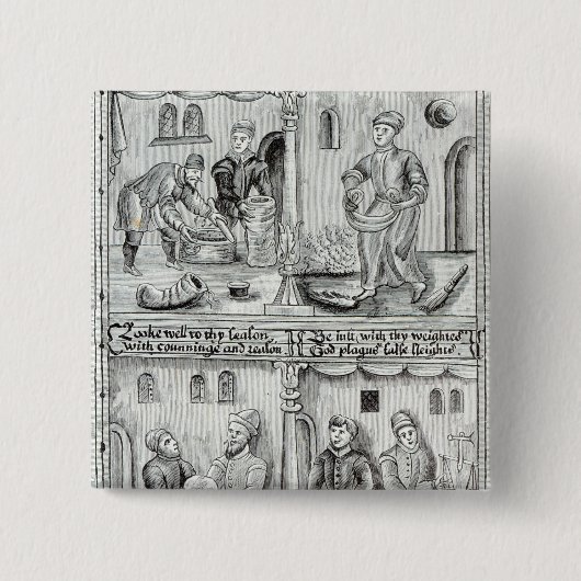 ヨーク、A.D 1595-96年のパン屋 缶バッジ (正面)