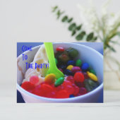 ヨーグルトおよびFixins明るい色キャンデーの招待 招待状 (スタンド正面)